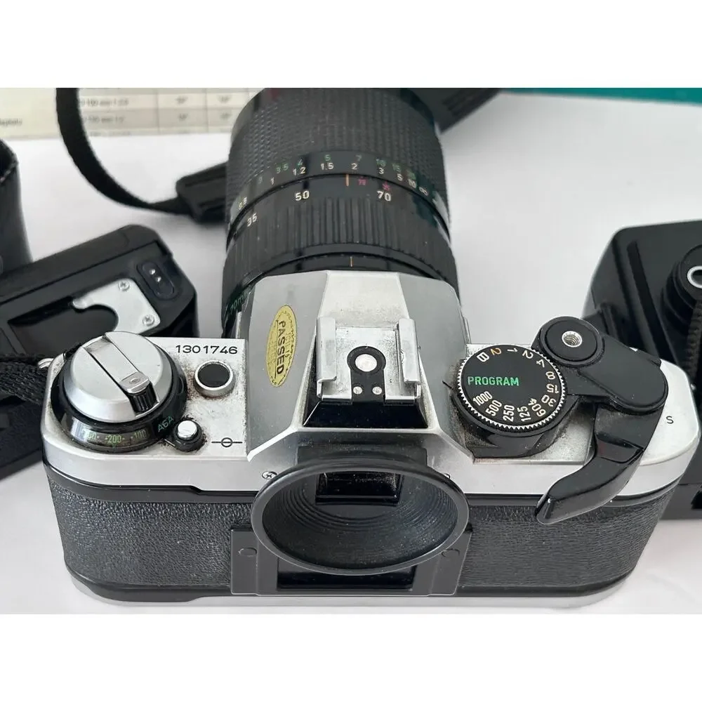 Canon AE-1 Program SLR Camera W/ 35-70MM Zoom and Drive Motor - Papers-Tested